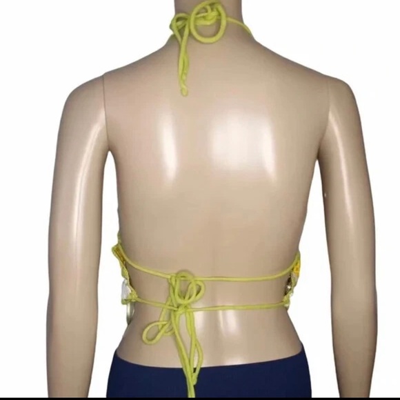 Zara Crochet Triangle Halter Top Womens Medium Summer Cover Up Festival Boho - Picture 6 of 9